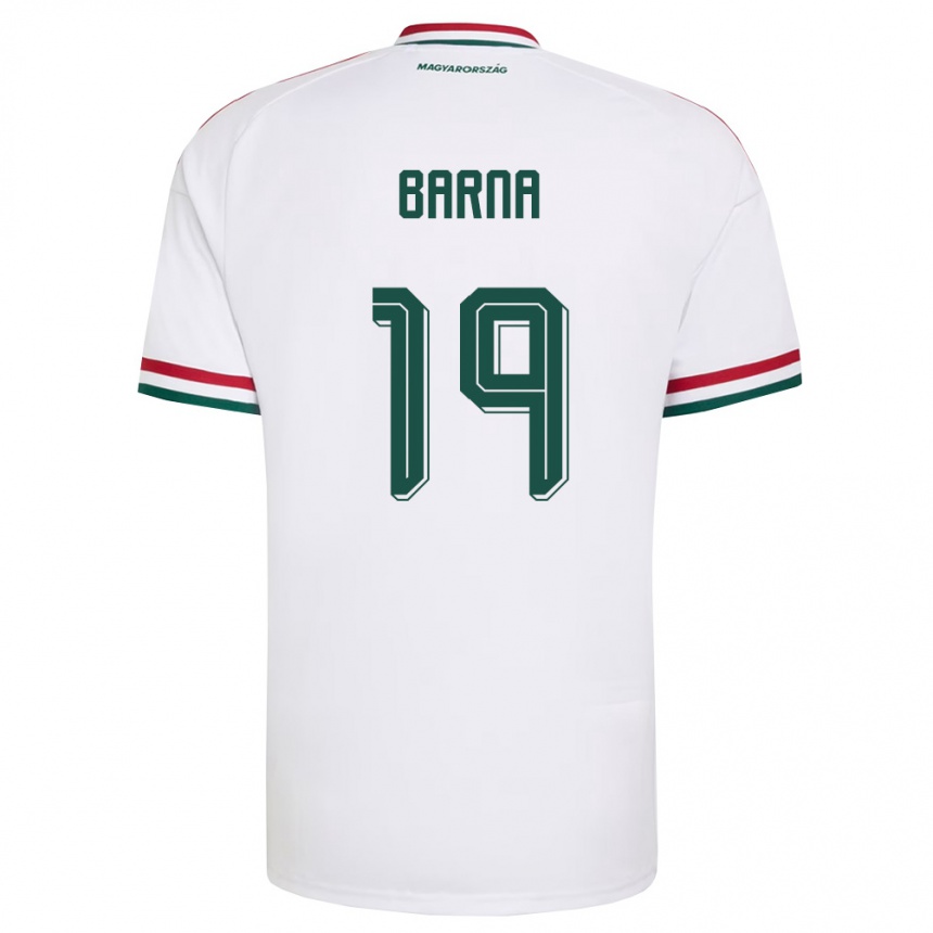 גברים כדורגל הונגריה Daniel Barna #19 לבן אדום ירוק הרחק ג'רזי 26-28