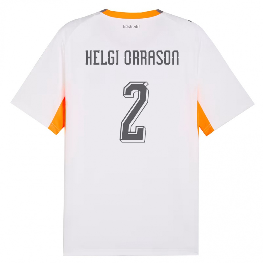 גברים כדורגל אִיסלַנד Ásgeir Helgi Orrason #2 לבן כתום אפור הרחק ג'רזי 26-28