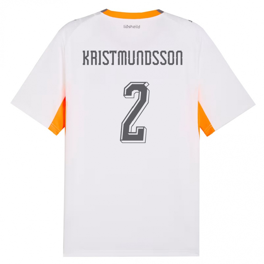 גברים כדורגל אִיסלַנד Darri Kristmundsson #2 לבן כתום אפור הרחק ג'רזי 26-28