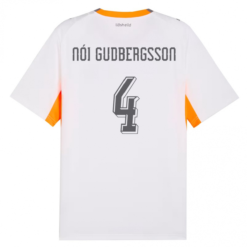 גברים כדורגל אִיסלַנד Kolbeinn Nói Gudbergsson #4 לבן כתום אפור הרחק ג'רזי 26-28