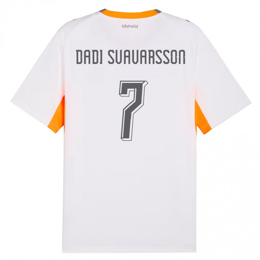 גברים כדורגל אִיסלַנד Aron Dadi Svavarsson #7 לבן כתום אפור הרחק ג'רזי 26-28