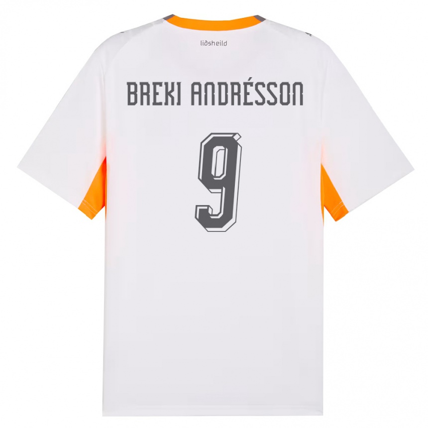 גברים כדורגל אִיסלַנד Benoný Breki Andrésson #9 לבן כתום אפור הרחק ג'רזי 26-28