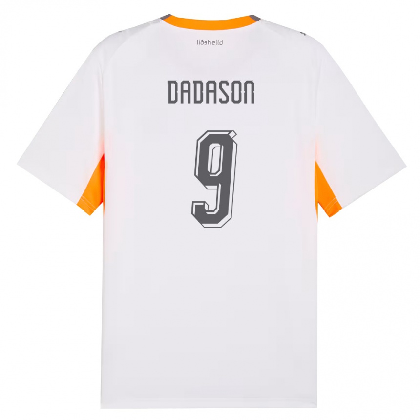 גברים כדורגל אִיסלַנד Viktor Dadason #9 לבן כתום אפור הרחק ג'רזי 26-28