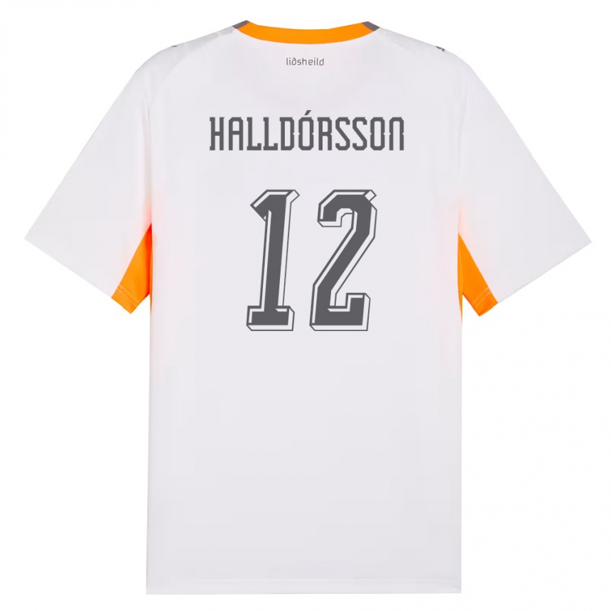 גברים כדורגל אִיסלַנד Elmar Ágúst Halldórsson #12 לבן כתום אפור הרחק ג'רזי 26-28