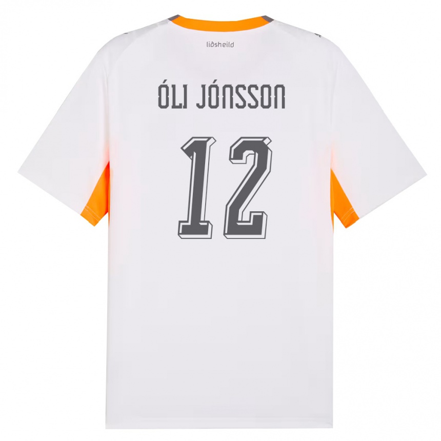 גברים כדורגל אִיסלַנד Haukur Óli Jónsson #12 לבן כתום אפור הרחק ג'רזי 26-28