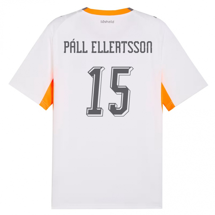 גברים כדורגל אִיסלַנד Markús Páll Ellertsson #15 לבן כתום אפור הרחק ג'רזי 26-28
