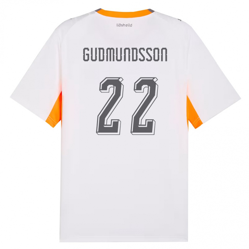 גברים כדורגל אִיסלַנד Galdur Gudmundsson #22 לבן כתום אפור הרחק ג'רזי 26-28