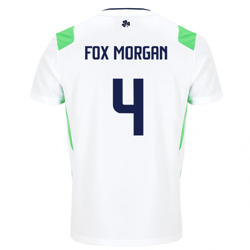 גברים כדורגל אירלנד Robert Fox Morgan #4 לבן ירוק בהיר הרחק ג'רזי 26-28