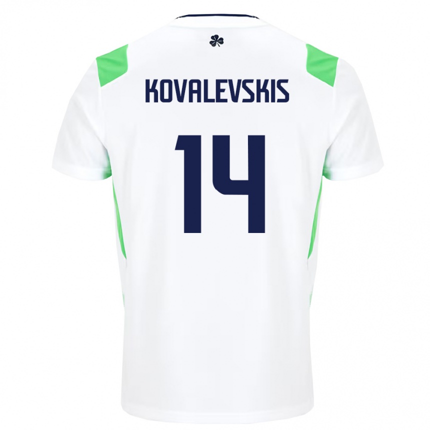 גברים כדורגל אירלנד Max Kovalevskis #14 לבן ירוק בהיר הרחק ג'רזי 26-28