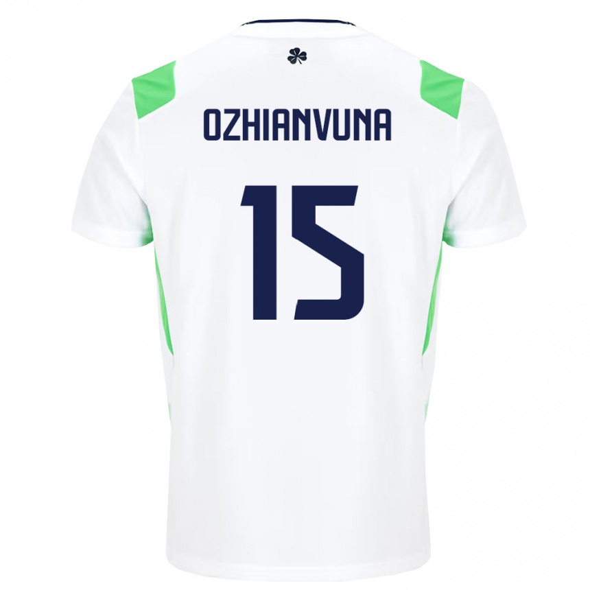 גברים כדורגל אירלנד Victor Ozhianvuna #15 לבן ירוק בהיר הרחק ג'רזי 26-28