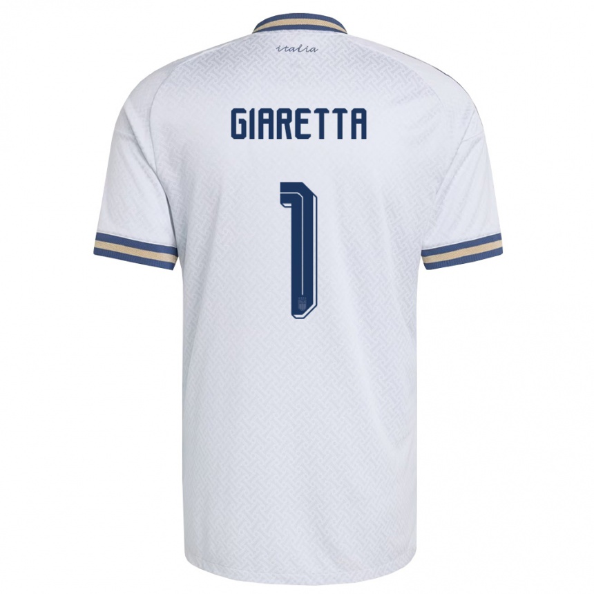 גברים כדורגל איטליה Emanuele Giaretta #1 שמנת כהה זהב הרחק ג'רזי 26-28