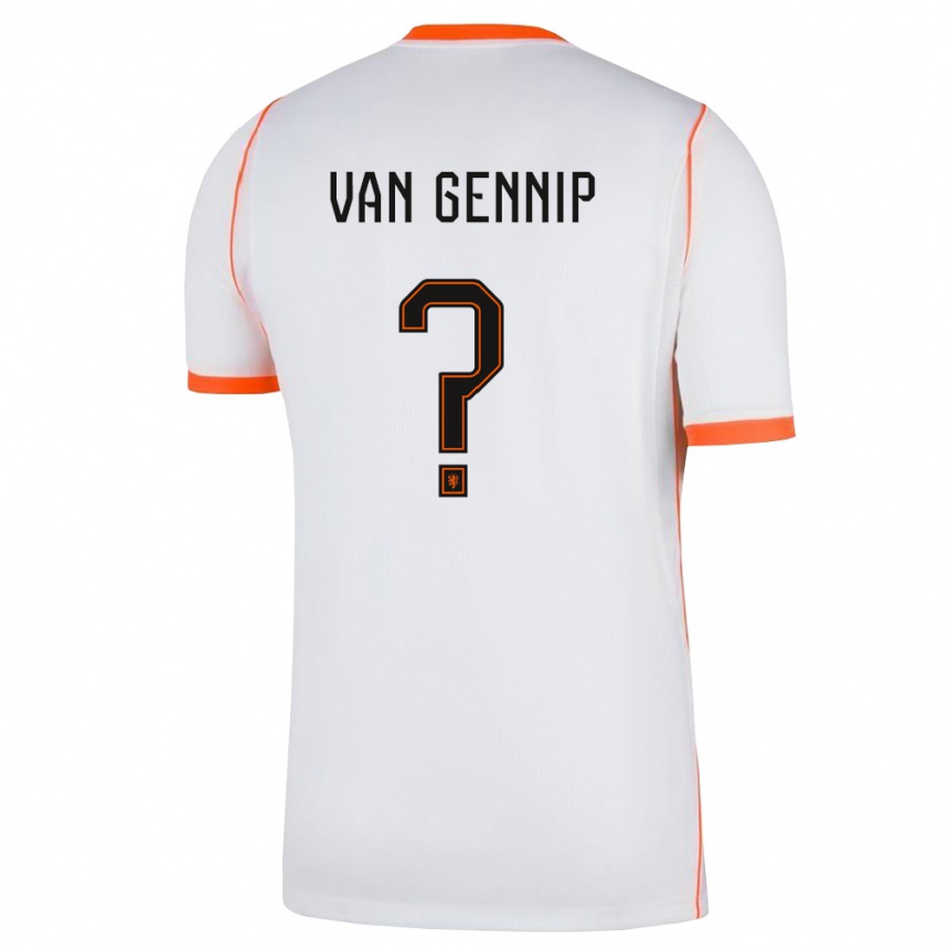 גברים כדורגל הולנד Thiago Van Gennip #0 לבן כתום הרחק ג'רזי 26-28