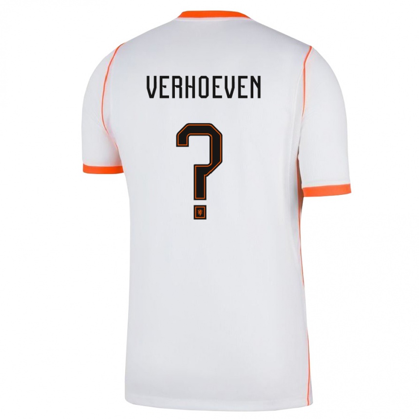 גברים כדורגל הולנד Milan Verhoeven #0 לבן כתום הרחק ג'רזי 26-28