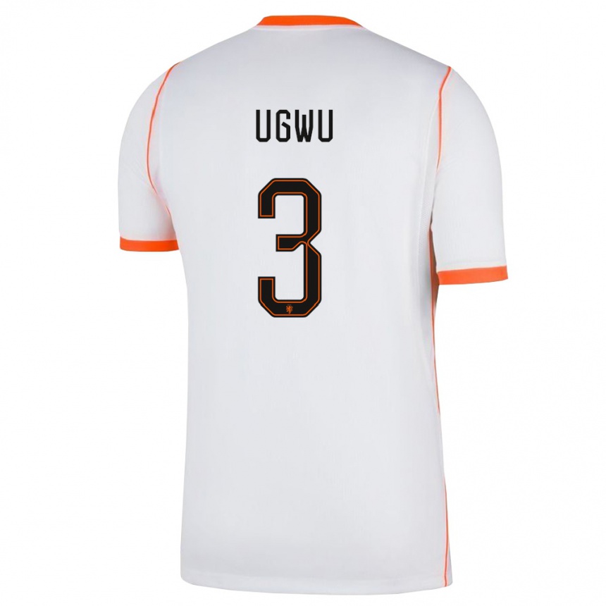 גברים כדורגל הולנד Precious Ugwu #3 לבן כתום הרחק ג'רזי 26-28