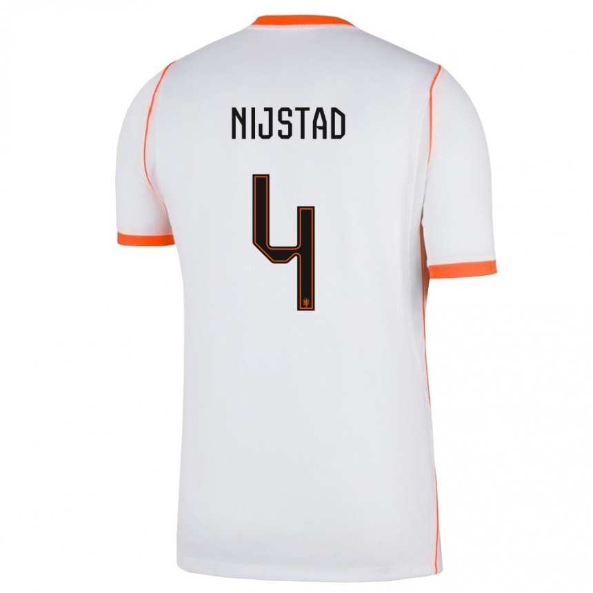גברים כדורגל הולנד Ruud Nijstad #4 לבן כתום הרחק ג'רזי 26-28