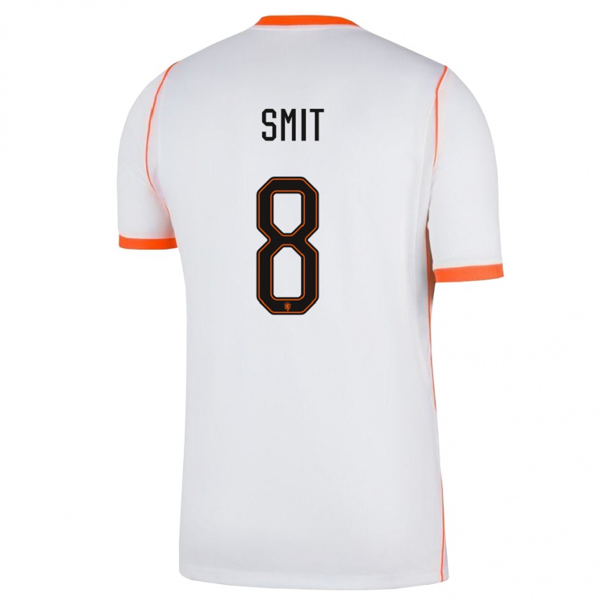 גברים כדורגל הולנד Kees Smit #8 לבן כתום הרחק ג'רזי 26-28