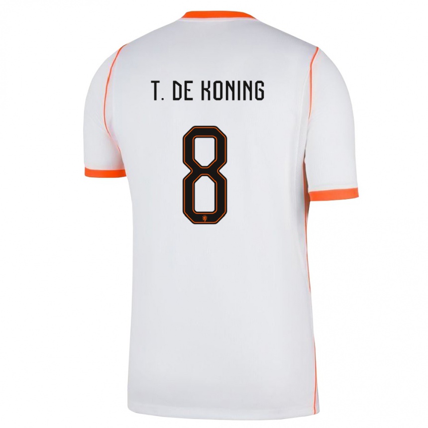 גברים כדורגל הולנד Tim De Koning #8 לבן כתום הרחק ג'רזי 26-28
