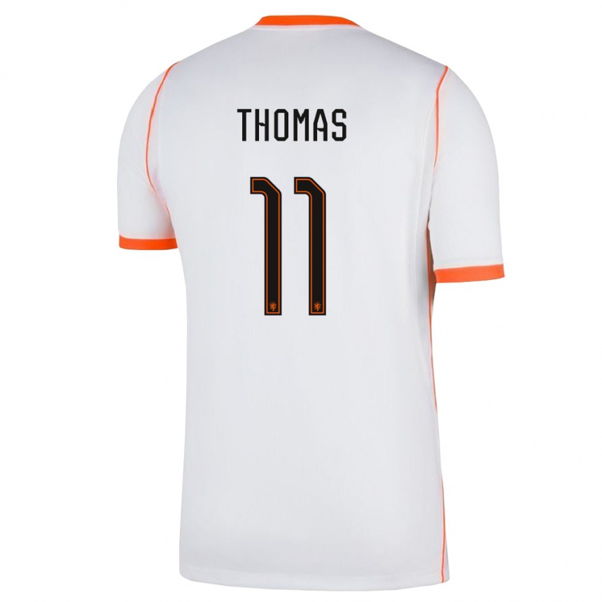 גברים כדורגל הולנד Ayodele Thomas #11 לבן כתום הרחק ג'רזי 26-28