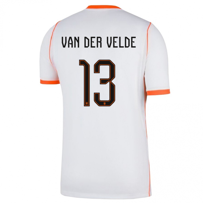 גברים כדורגל הולנד Yordi Van Der Velde #13 לבן כתום הרחק ג'רזי 26-28