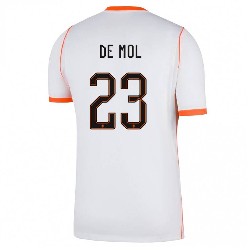 גברים כדורגל הולנד Stenn De Mol #23 לבן כתום הרחק ג'רזי 26-28