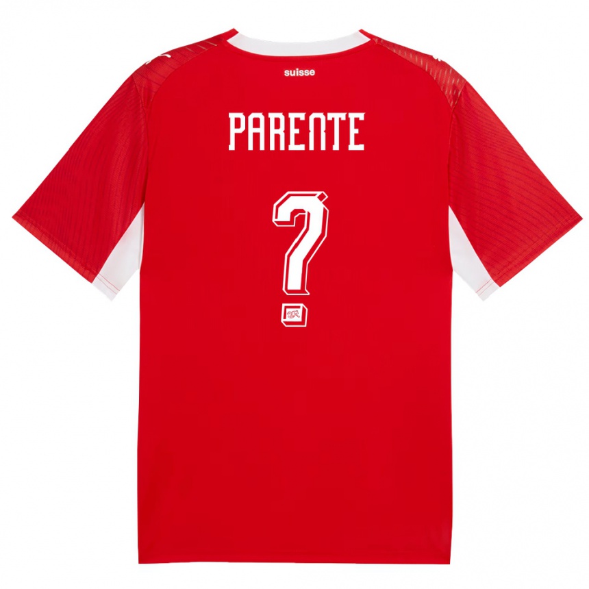 נשים כדורגל שווייץ Jason Parente #0 אדום לבן ג'רזי ביתית 26-28