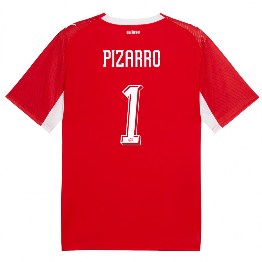 נשים כדורגל שווייץ Théodore Pizarro #1 אדום לבן ג'רזי ביתית 26-28