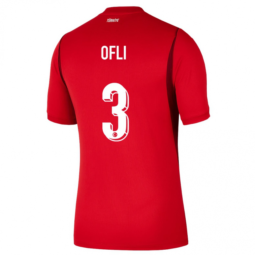 נשים כדורגל טורקיה Deniz Ofli #3 אדום בורדו ג'רזי ביתית 26-28