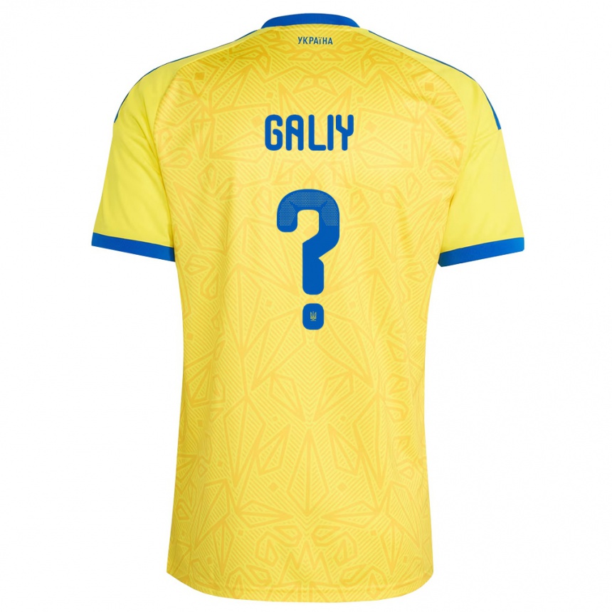 נשים כדורגל אוקראינה Vladyslav Galiy #0 צהוב כחול ג'רזי ביתית 26-28