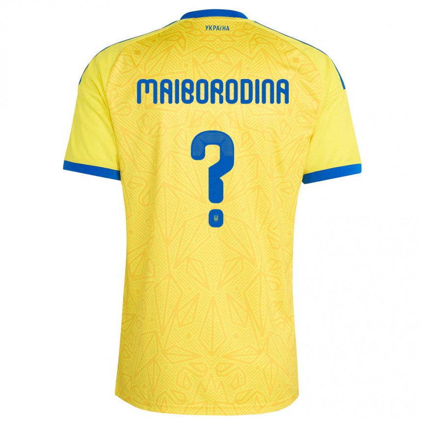 נשים כדורגל אוקראינה Iryna Maiborodina #0 צהוב כחול ג'רזי ביתית 26-28