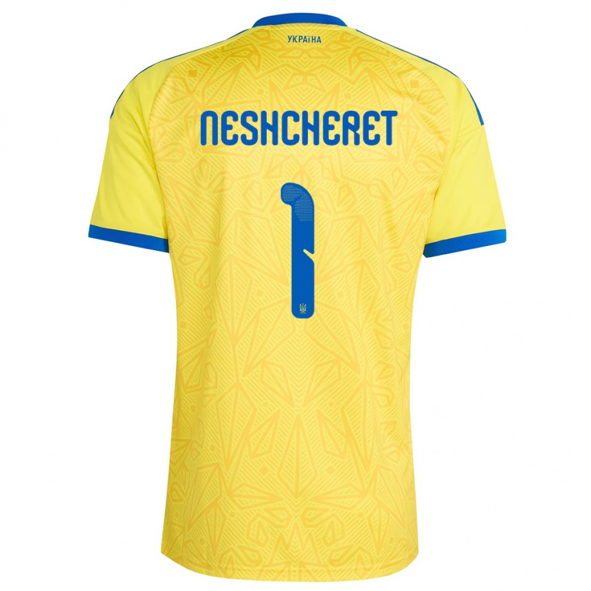 נשים כדורגל אוקראינה רוסלן נשרט #1 צהוב כחול ג'רזי ביתית 26-28