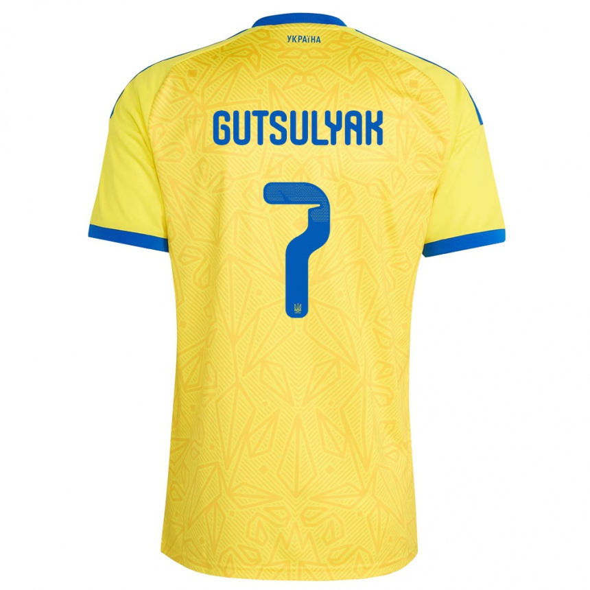 נשים כדורגל אוקראינה Oleksiy Gutsulyak #7 צהוב כחול ג'רזי ביתית 26-28