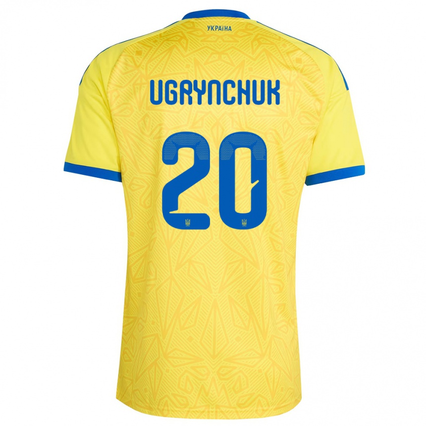 נשים כדורגל אוקראינה Artem Ugrynchuk #20 צהוב כחול ג'רזי ביתית 26-28