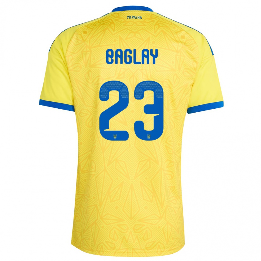 נשים כדורגל אוקראינה Rostyslav Baglay #23 צהוב כחול ג'רזי ביתית 26-28