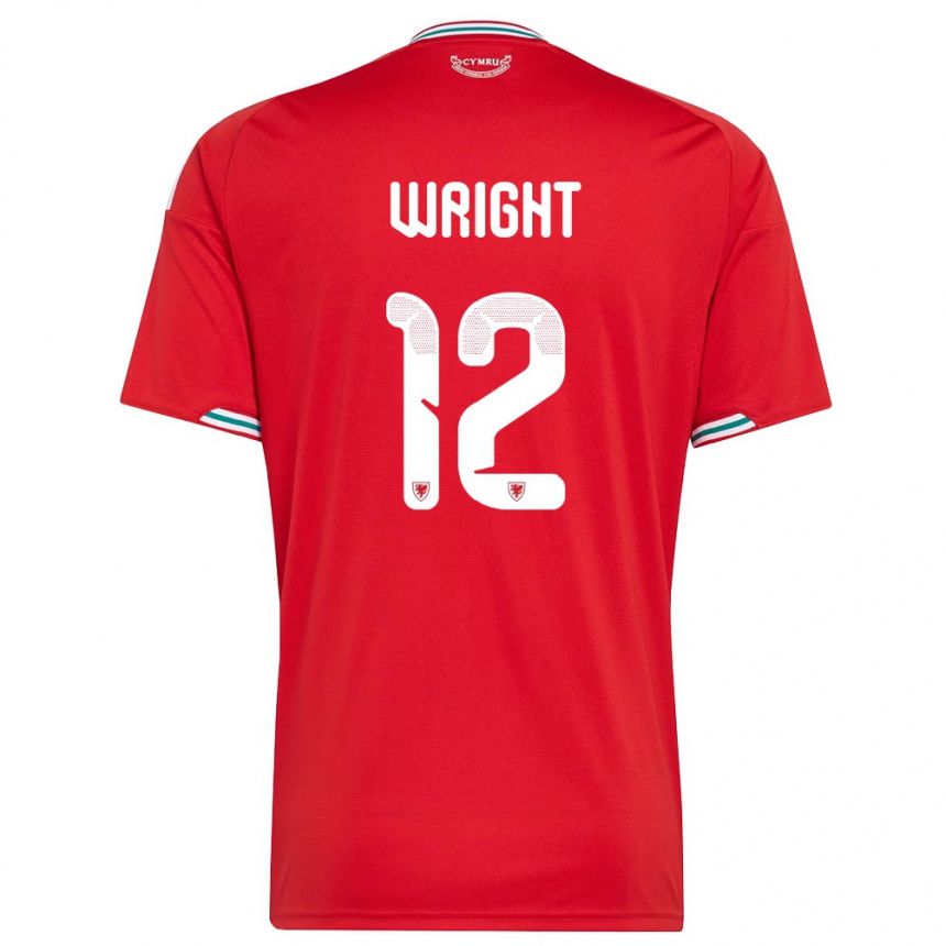 נשים כדורגל ויילס Tom Wright #12 אדום לבן ירוק ג'רזי ביתית 26-28
