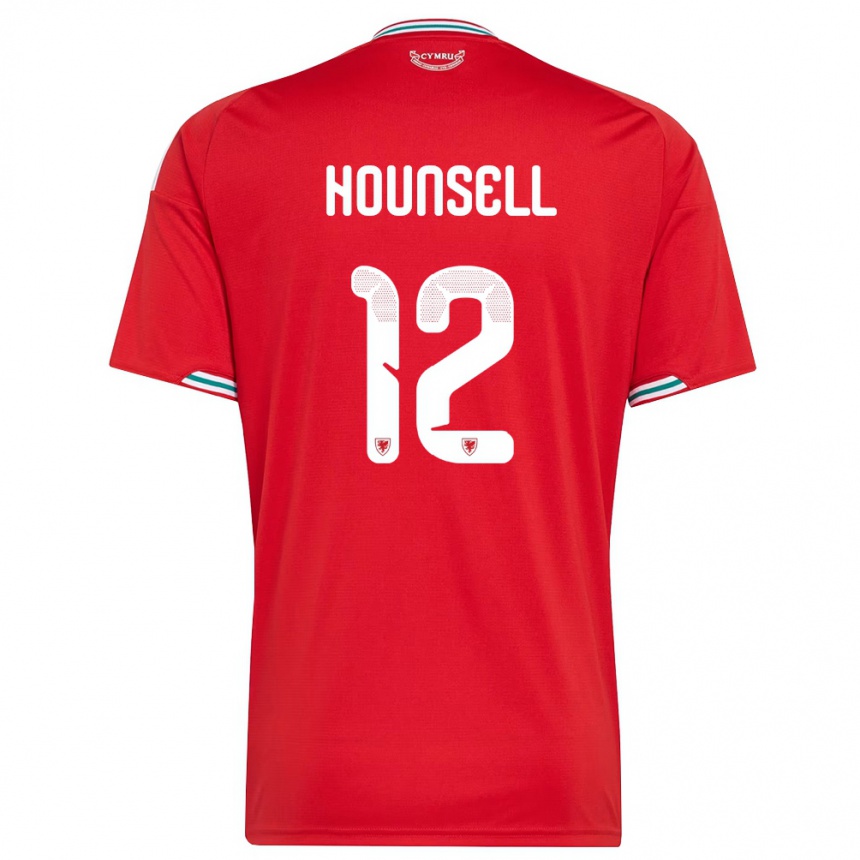 נשים כדורגל ויילס Trystan Hounsell #12 אדום לבן ירוק ג'רזי ביתית 26-28