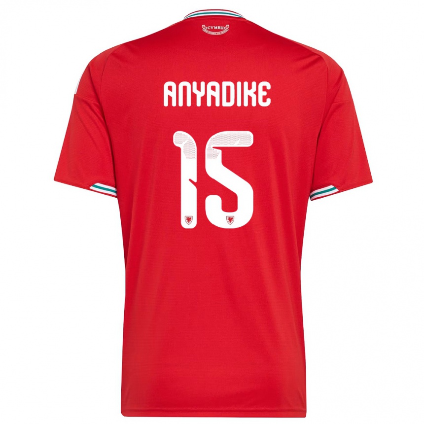 נשים כדורגל ויילס Noah Anyadike #15 אדום לבן ירוק ג'רזי ביתית 26-28
