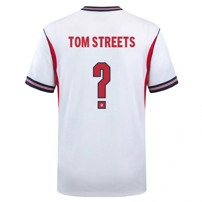 נשים כדורגל אנגליה Tom Streets #0 לבן כהה אדום ג'רזי ביתית 26-28