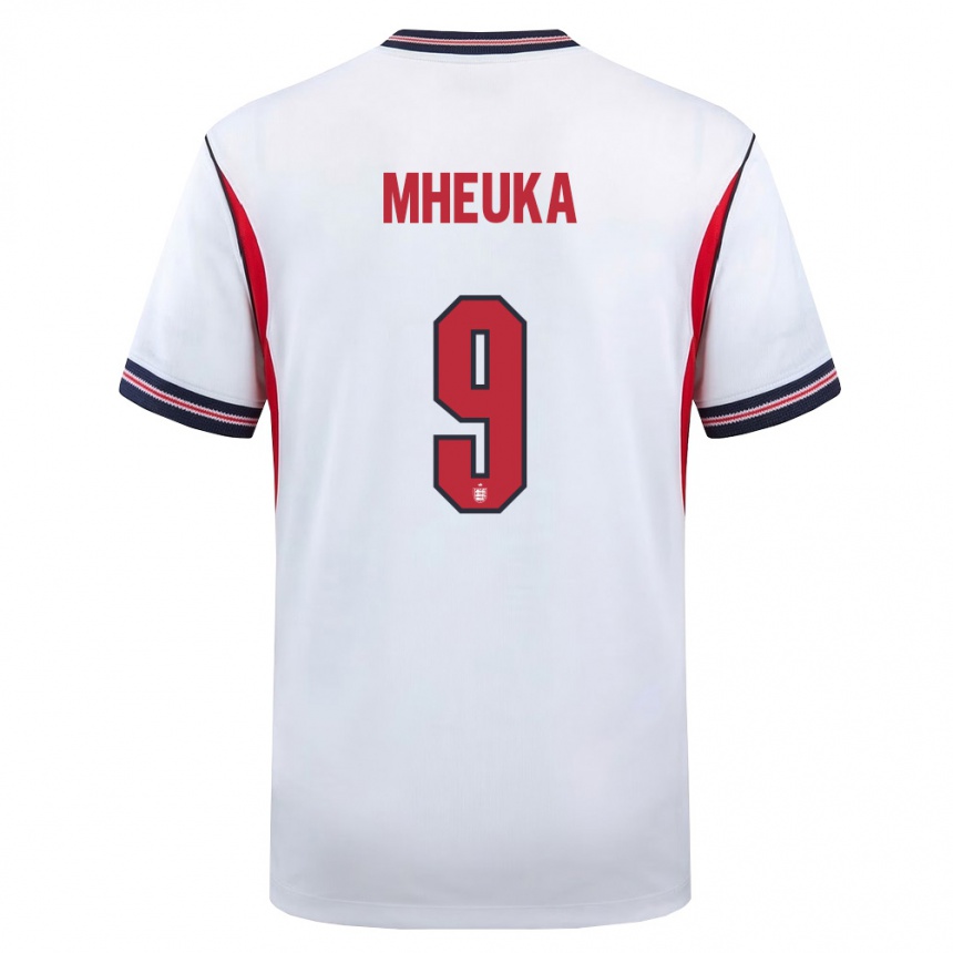 נשים כדורגל אנגליה Shumaira Mheuka #9 לבן כהה אדום ג'רזי ביתית 26-28
