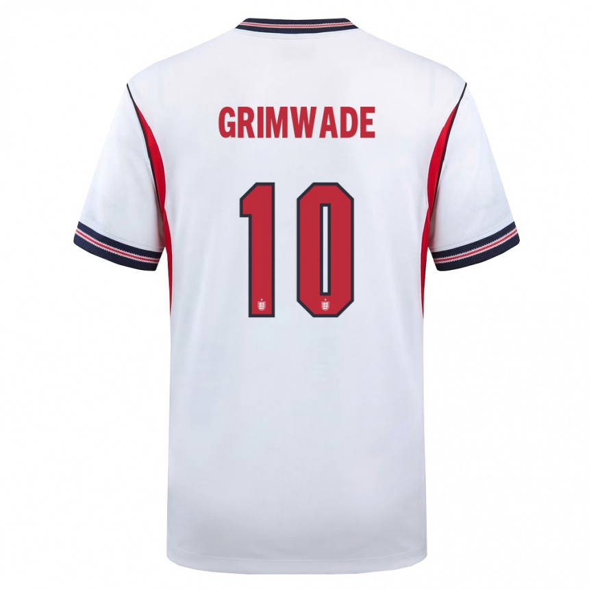 נשים כדורגל אנגליה Heze Grimwade #10 לבן כהה אדום ג'רזי ביתית 26-28