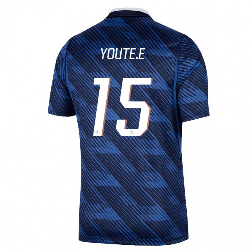 נשים כדורגל צרפת Étienne Youté Kinkoué #15 כהה כחול לבן ג'רזי ביתית 26-28