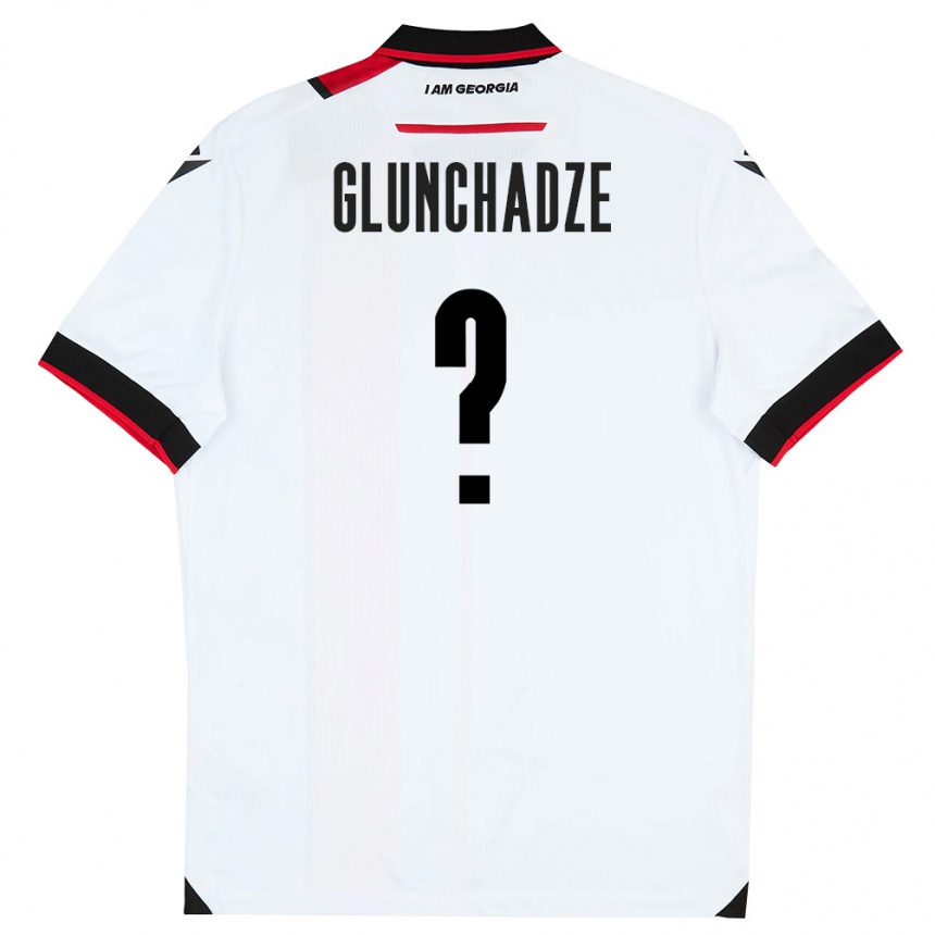 נשים כדורגל גאורגיה Gigi Glunchadze #0 לבן שחור אדום ג'רזי ביתית 26-28