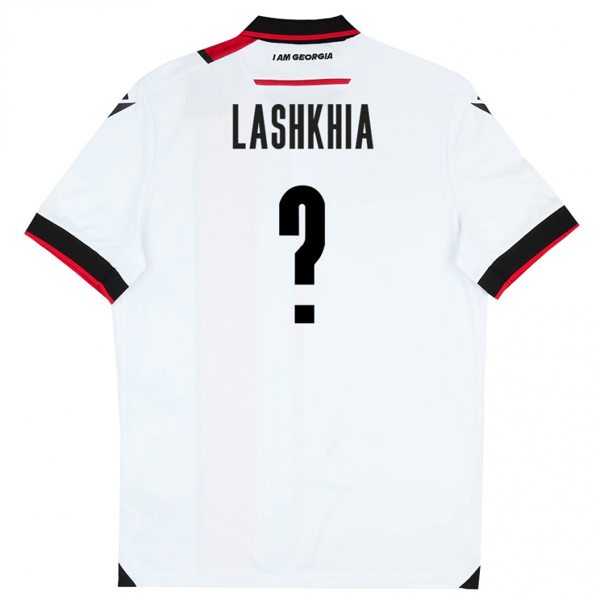 נשים כדורגל גאורגיה Luka Lashkhia #0 לבן שחור אדום ג'רזי ביתית 26-28