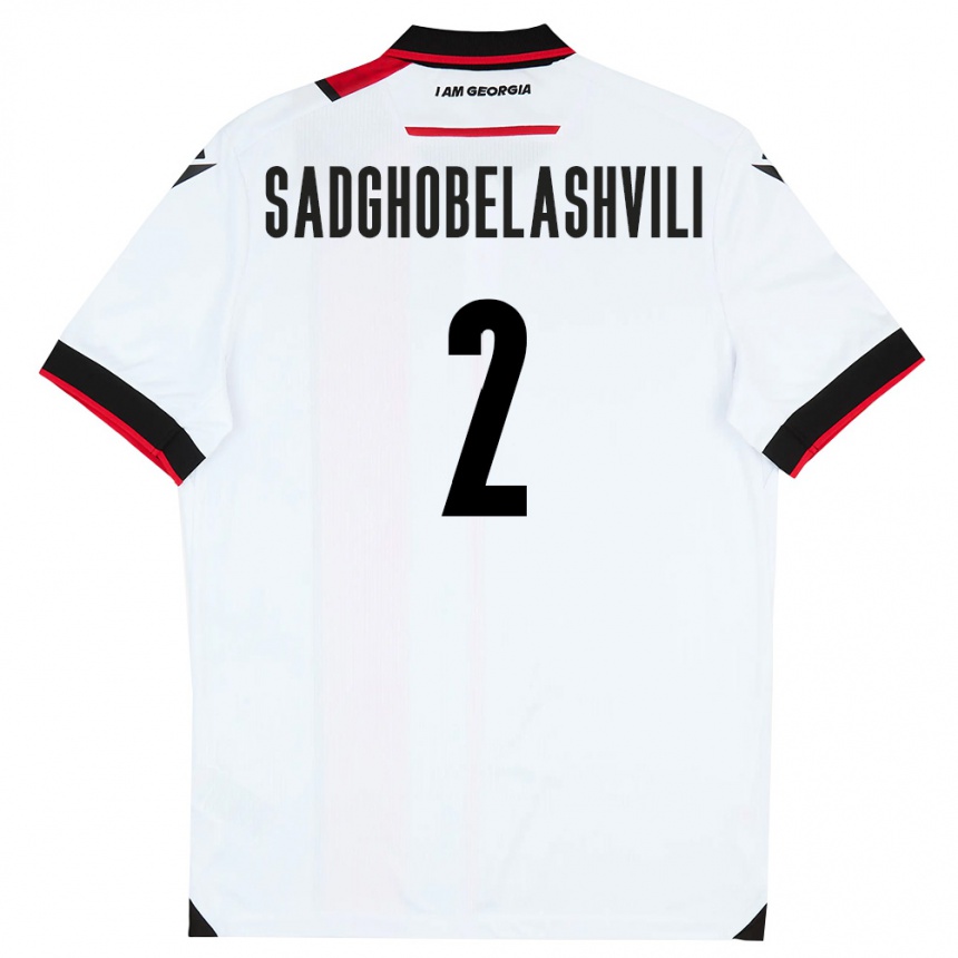 נשים כדורגל גאורגיה Gela Sadghobelashvili #2 לבן שחור אדום ג'רזי ביתית 26-28