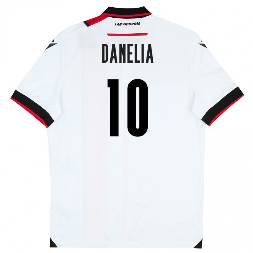 נשים כדורגל גאורגיה Reziko Danelia #10 לבן שחור אדום ג'רזי ביתית 26-28
