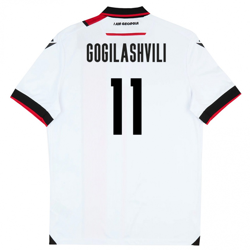 נשים כדורגל גאורגיה Davit Gogilashvili #11 לבן שחור אדום ג'רזי ביתית 26-28