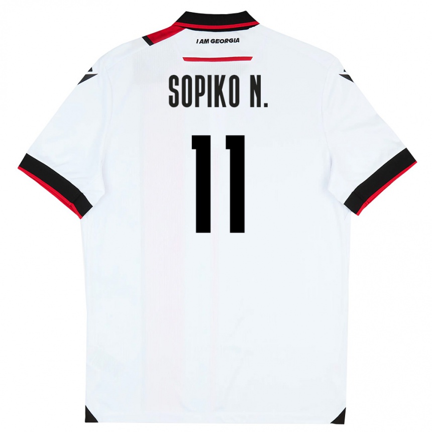 נשים כדורגל גאורגיה Sopiko Narsia #11 לבן שחור אדום ג'רזי ביתית 26-28