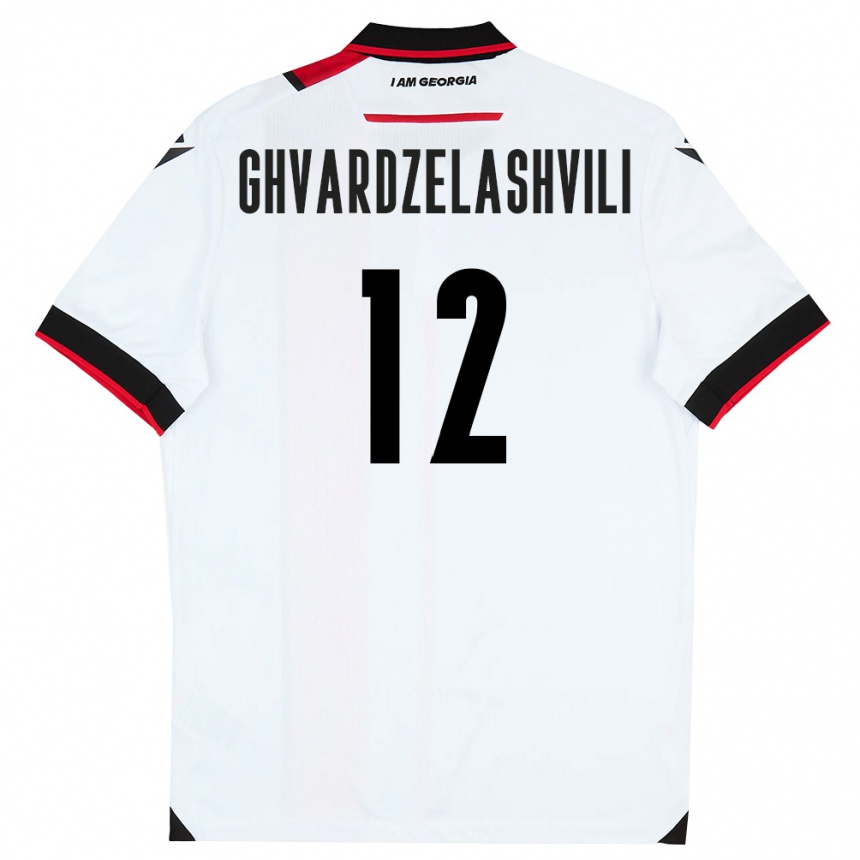 נשים כדורגל גאורגיה Davit Ghvardzelashvili #12 לבן שחור אדום ג'רזי ביתית 26-28