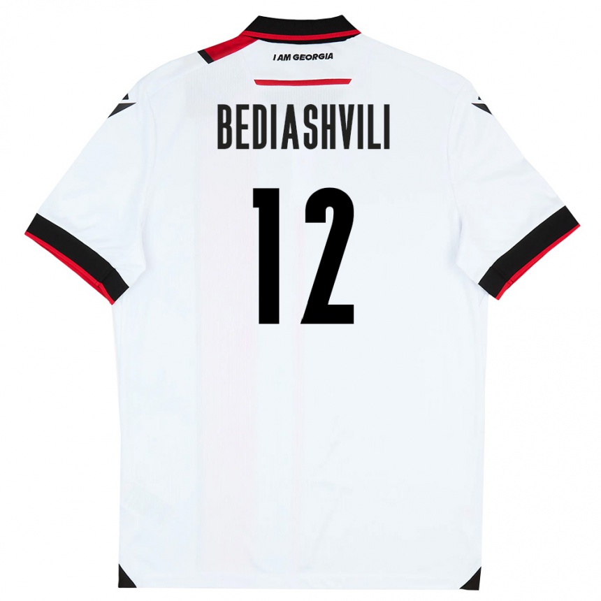 נשים כדורגל גאורגיה Giorgi Bediashvili #12 לבן שחור אדום ג'רזי ביתית 26-28