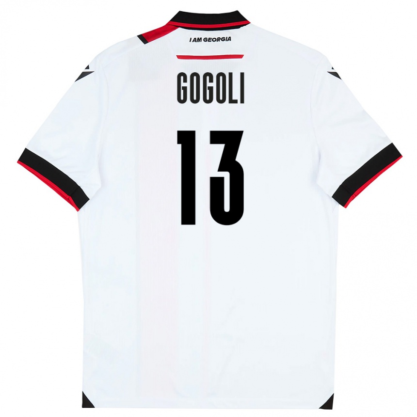 נשים כדורגל גאורגיה Dachi Gogoli #13 לבן שחור אדום ג'רזי ביתית 26-28