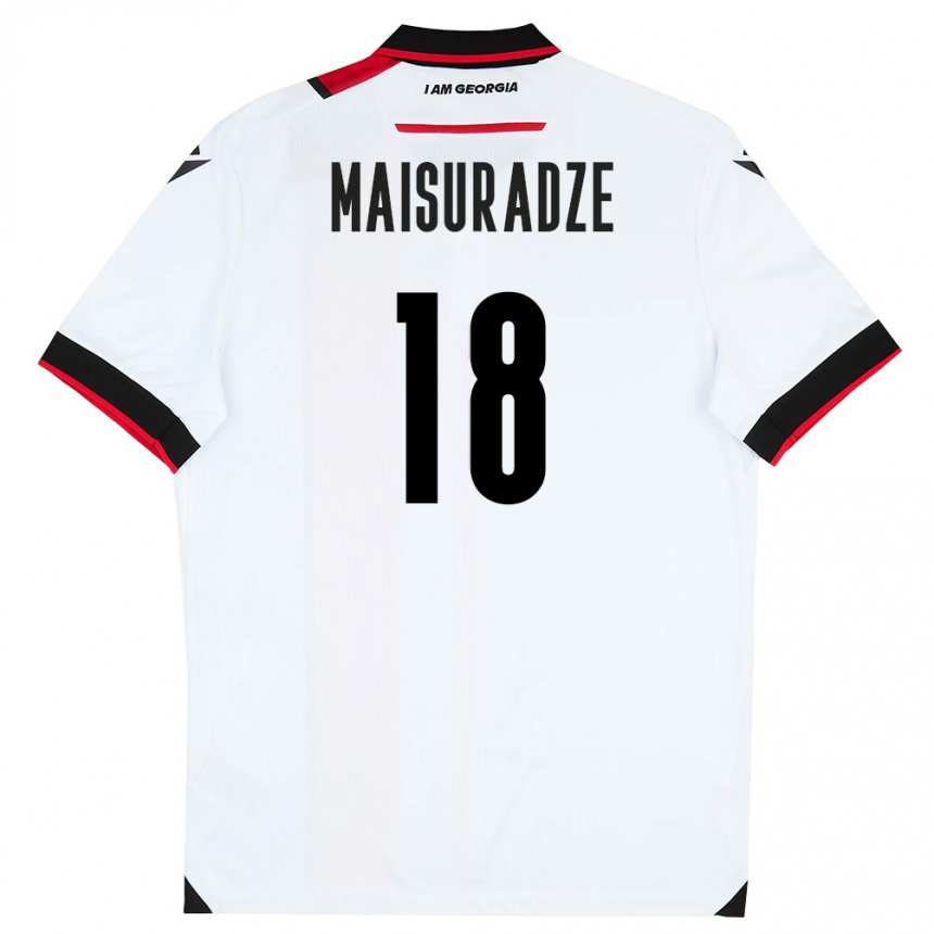 נשים כדורגל גאורגיה Giorgi Maisuradze #18 לבן שחור אדום ג'רזי ביתית 26-28